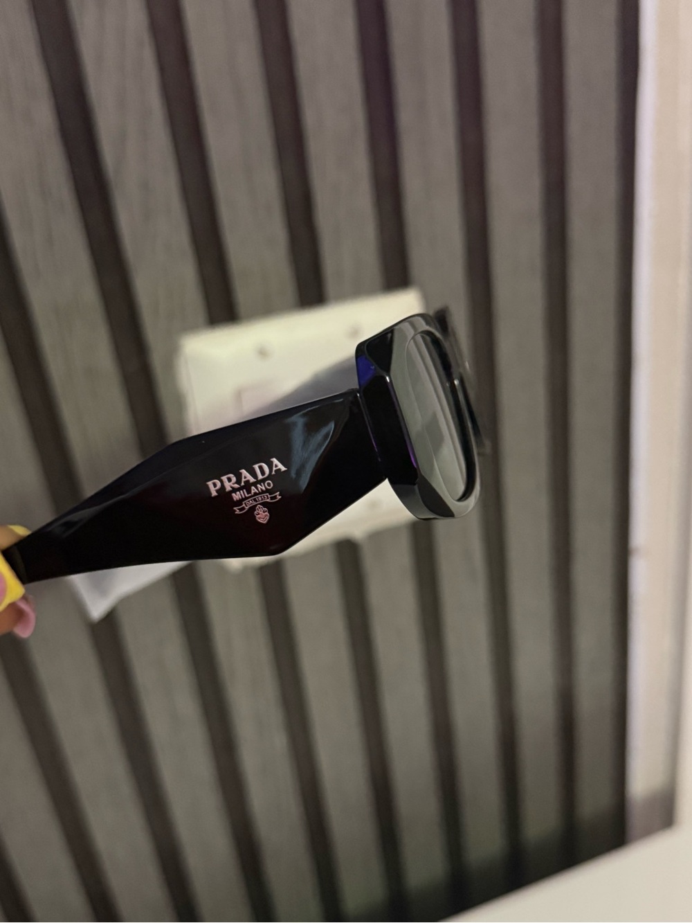 Prada Men's Glossy Black Frame Sunglasses